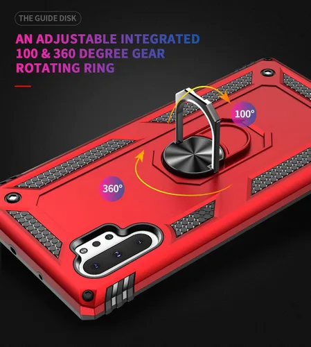 Miniatura 6 de Carcasa de grado militar para Samsung Galaxy Note 10 Plus 5G, anillo giratorio de metal, soporte magnético para montaje en coche, funda a prueba