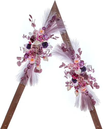 Miniatura 33 de Lisuun Flores de arco de boda, flores artificiales para decoración, guirnalda de flores grandes para estilos bohemios, decoración floral