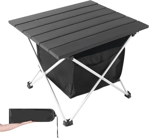 Miniatura 10 de Mesa de camping portátil Grope con superficie de mesa de aluminio, mesa de playa plegable fácil de transportar, perfecta para exteriores, picnic