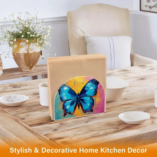 Miniatura 5 de Napkin Holder Oil Painting Butterfly Napkin Holders for Tables, Clear Acrylic Napkin Holders Cocktail Napkin Holder for Kitchen Restaurant Bar Home