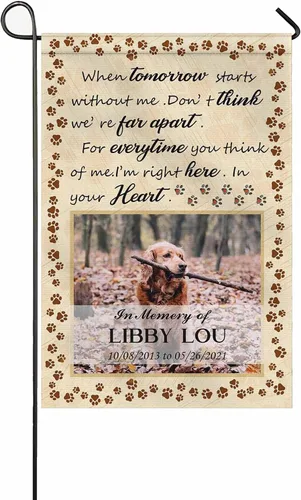 Miniatura 27 de Bandera conmemorativa personalizada para perros, banderas personalizadas con nombre de foto de mascota perdida, conmemoración para perros, Bandera