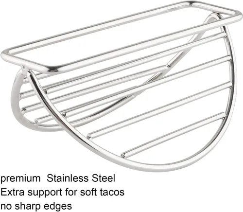 Miniatura 4 de Soporte para tacos de acero inoxidable, soporte para tacos, juego de cocina para tortillas, burritos, fiestas y restaurantes (soportes para taco)