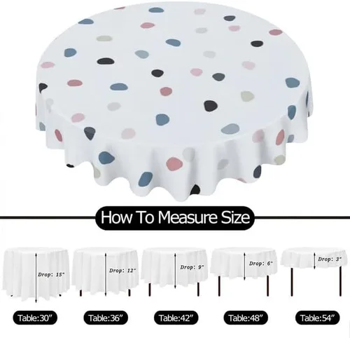 Miniatura 6 de Minimalist Round Tablecloth Cute Table Cloth Decor Washable Table Cover with Wrinkle Resistant for Home Kitchen Dining Room Picnic Camping Party
