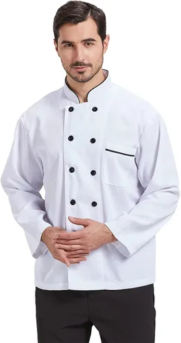 Miniatura 5 de Nanxson Chaqueta de chef unisex de cocina corta y larga para hombres y mujeres CFM0001