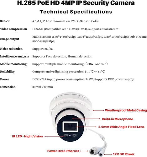 Miniatura 3 de Evertech Sistema de cámara domo de seguridad PoE 12 IP de 16 canales 8TB HDD 4K 8MP IP PoE 12