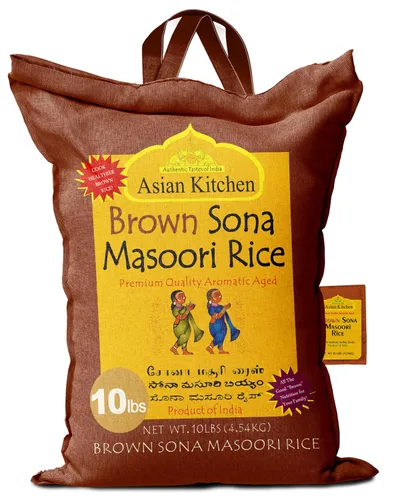 Miniatura 17 de Asian Kitchen Brown Sona Masoori - Arroz envejecido de 40 libras, 40 libras (40.0 lbs) de arroz de grano corto ~ Todo natural Apto para gluten