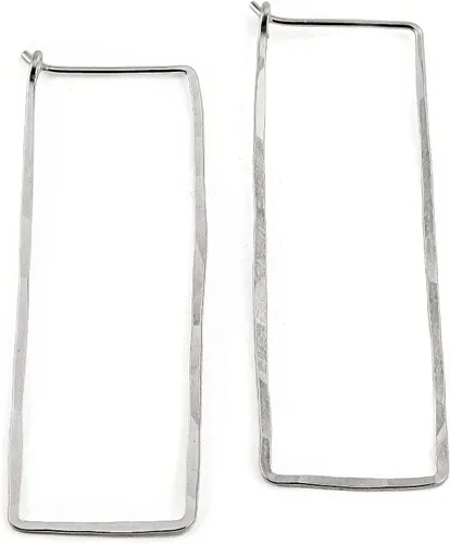 Miniatura 37 de Pendientes de aro delgados martillados, elegantes geométricos de plata de ley maciza, relleno de oro y relleno de oro rosa; para mujeres de Lotus