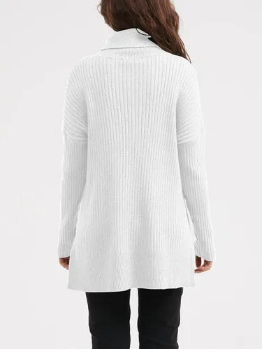 Miniatura 5 de LILLUSORY Suéter de cuello alto de gran tamaño para mujer 2023, suéter de punto acanalado de moda para otoño