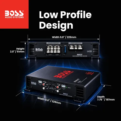 Miniatura 4 de BOSS Audio Systems R1004 Riot Series Amplificador de 4 canales de audio para automóvil - Clase A/B, 400 de alta salida, 2-8 ohmios estables