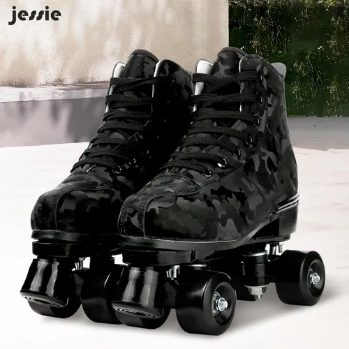 Miniatura 2 de jessie Patines de ruedas para exteriores para mujeres y adultos, con ruedas iluminadas, patines quad negros para hombres, jóvenes, niños y niñas