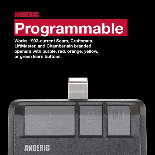 Miniatura 4 de [Paquete de 2] Anderic 893MAX para Chamberlain LiftMaster Craftsman - Abridor de puerta de garaje universal 893LM 893MAX 971LM Universal - 3 botones