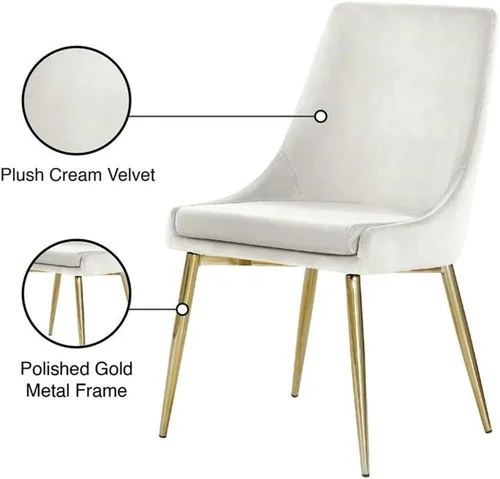 Miniatura 6 de Meridian Furniture Karina Collection Modern - Silla de comedor contemporánea tapizada de terciopelo con patas de metal resistentes.