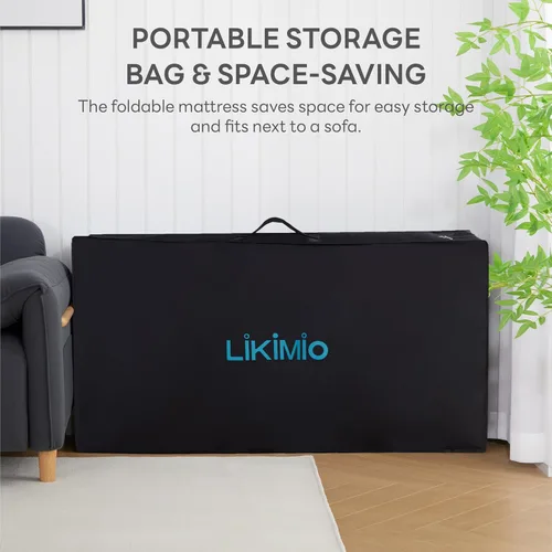Miniatura 7 de LIKIMIO Colchón plegable tamaño matrimonial, colchón de espuma de alta densidad con funda transpirable y lavable y bolsa de almacenamiento, Gris