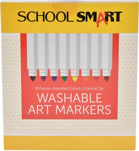 School Smart Marcadores lavables de punta cónica para la escuela, el hogar y más, colores surtidos, paquete de 8