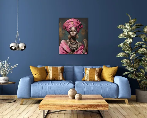 Miniatura 134 de Arte de pared afroamericano, decoración de rey y reina bailarín negro para sala de estar, arte de pareja de amor negro para dormitorio, lienzo