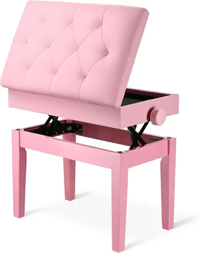 Miniatura 10 de AW Banco de piano ajustable con almacenamiento de madera marrón, taburete para teclado, asiento de cuero, silla Paino para piano, tienda de música