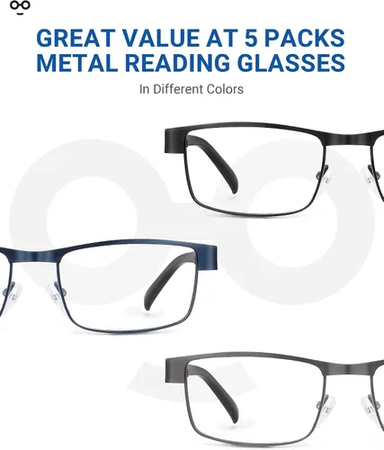 Miniatura 5 de JOLISU 3 lentes de luz azul para hombre, marco fino de metal con bloqueo de luz azul para hombre/mujer