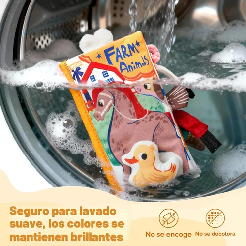 Miniatura 8 de JoyCat Farm Libros de Juguetes para Bebés de 0 a 6 Meses, Libro de Tela para Sentarse y Tocar y Sentir para Bebés de 0 a 3 a 6 a 12 a 18 Meses