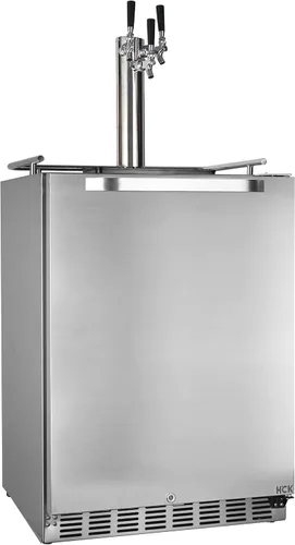 HCK Kegerator, Kegerator de 24 Pulgadas para Exteriores para Patio con 3 Grifos, Dispensador de Cerveza de Tamaño Completo y Refrigerador de Bebidas