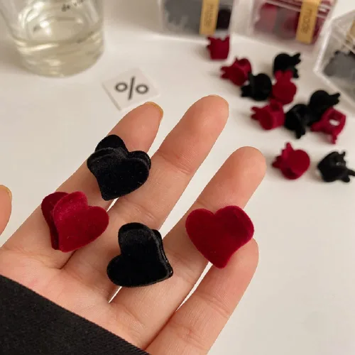 Miniatura 5 de 30 pinzas de terciopelo rojo para el cabello, con forma de corazón, flor, flequillo, pinzas pequeñas para el cabello, pinzas de plástico