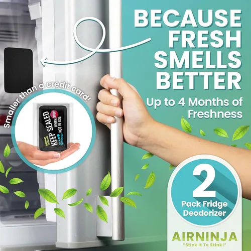 Miniatura 2 de AIRNINJA Desodorizador para nevera, desodorante natural para refrigerador, eliminador de olores, supera las bolsas purificadoras de aire