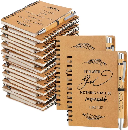 Miniatura 9 de Kosiz Juego de 60 unidades/30 regalos cristianos a granel incluye cuaderno en espiral y bolígrafo con versículo bíblico, bolígrafo de oración