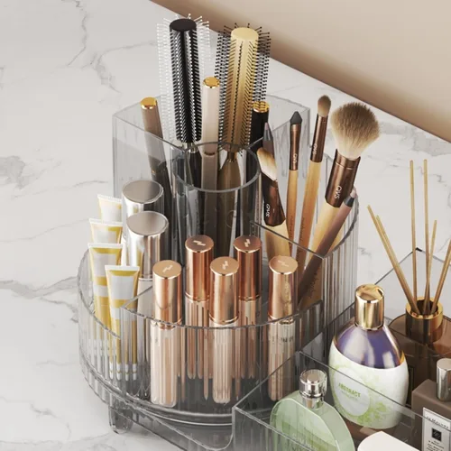 Miniatura 5 de Organizador de maquillaje giratorio, estuche de exhibición de cosméticos de gran capacidad, fácil de contener todos tus productos de maquillaje, al