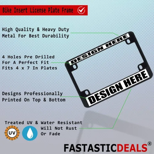 Miniatura 2 de Marco de placa metálica para bicicleta Triumph con bandera británica, impermeable, accesorios para motocicleta, negro, inserto sólido de 4 agujeros