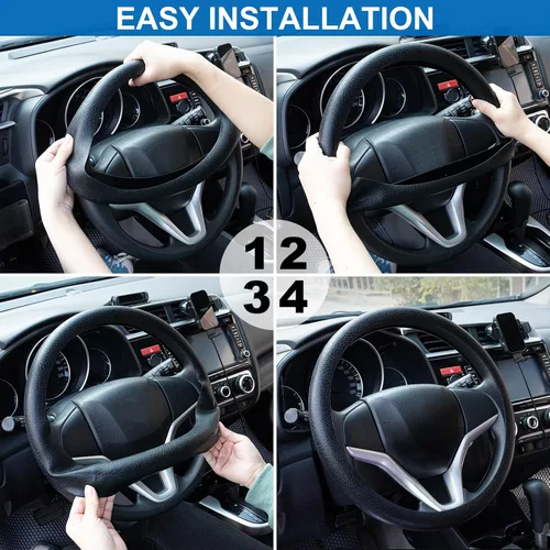 Miniatura 8 de Spurtar Funda para volante de automóvil para mujeres y hombres, accesorios de automóvil, protector de volante delgado antideslizante de silicona