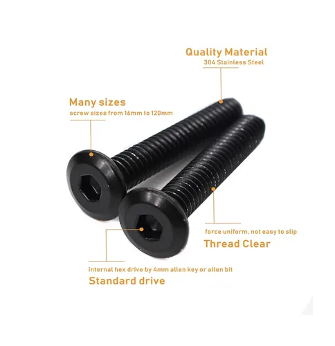 Miniatura 4 de 10 Uds. 1/4"-20 x 1-1/2" Remache negro avellanado Tornillos de conexión de acero inoxidable 304