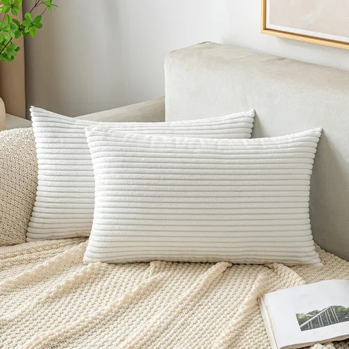 Miniatura 34 de EMEMA Paquete de 2 fundas de cojín cuadradas decorativas de pana suave y sólidas, fundas de cojín de primavera para sofá, dormitorio o automóvil, 14