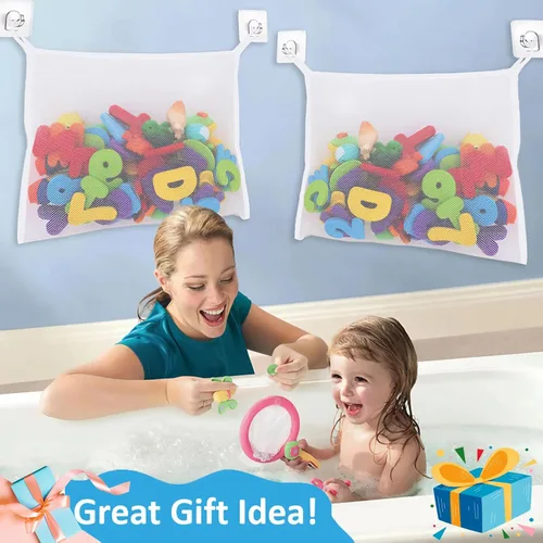 Miniatura 6 de Organizador de almacenamiento de juguetes de baño para bañera, soporte grande de malla para juguetes de baño y red de juguetes de baño, bolsa