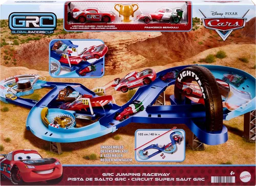 Miniatura 6 de Mattel Disney y Pixar Cars Set de Juego con 2 Vehículos de Juguete, Lightning McQueen y Francesco Bernoulli, Pista de Carreras GRC con Salto