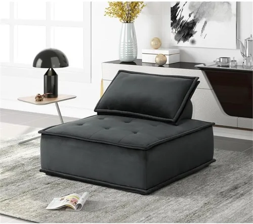 Miniatura 2 de Lilola Home Sillón sin brazos de terciopelo negro Anna