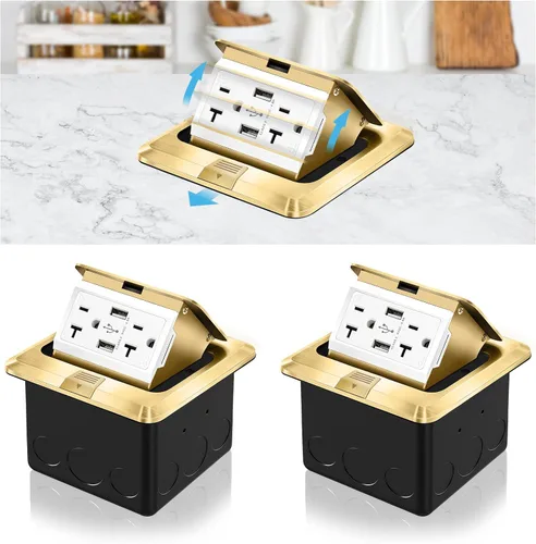Miniatura 12 de Kit de toma de corriente eléctrica empotrada en el suelo Vagueior, caja de cubierta de toma de corriente eléctrica impermeable, salida GFCI oculta +