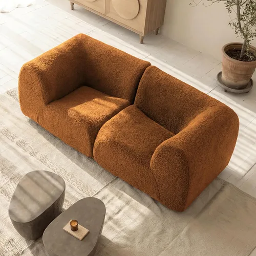 Miniatura 24 de Sofá individual modular curvado, sofá sherpa de espuma de 33 pulgadas, cómodos sofás de peluche para espacios pequeños, sofás modulares modernos