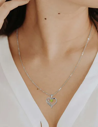 Miniatura 4 de ITS4YEO 925 Sterling Silver Love Heart Birthstone Necklaces Silver Necklace Zircon Pendant Necklaces for Women Jewelry Gift for Women Wife Girls Her