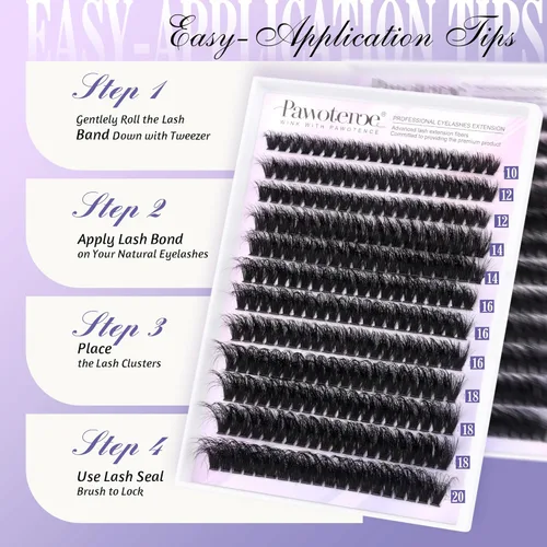 Miniatura 7 de Kit de Extensiones de Pestañas Clusters 80D Completo DIY Kit de Extensión de Pestañas en Racimo 10-20mm (0.39-0.78 pulgadas) Pestañas Individuales