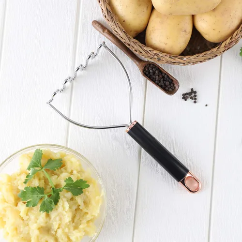 Miniatura 6 de Triturador de papas, triturador de papas, acero inoxidable, triturador de puré de papas resistente, herramienta profesional de cocina para frijoles