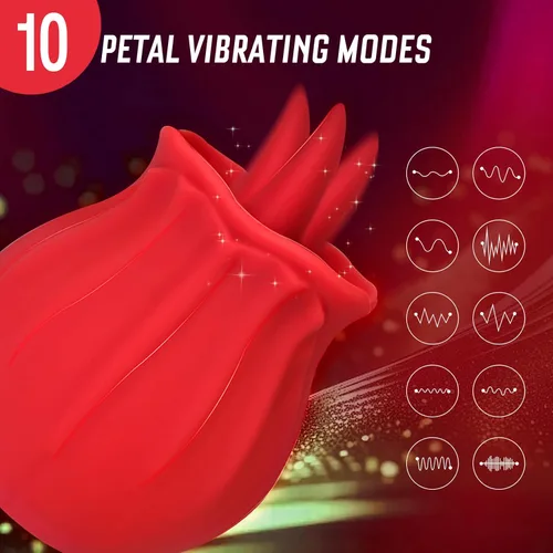 Miniatura 2 de Yume Vibrador de clítoris con forma de rosa de lengua, para parejas, pezón anal, pezón, orejas, punto G para su placer, rosa lamida, juguete