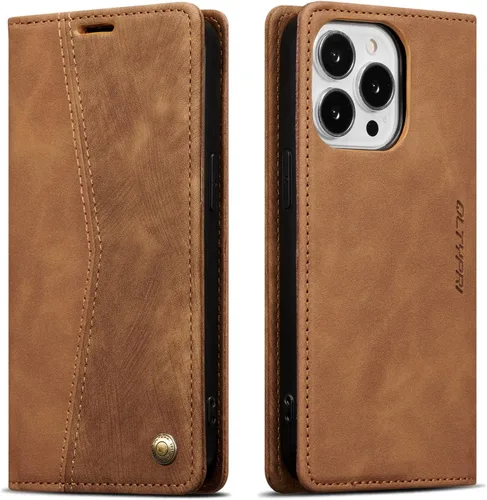 Miniatura 16 de QLTYPRI Para iPhone Air Case Wallet Con Tarjetero, Vintage PU Cuero Kickstand Cierre Magnético A Prueba De Golpes Folio Libro Funda Para IPhone 17
