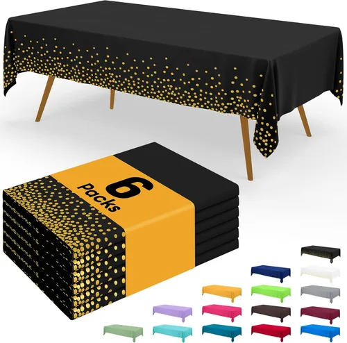 Miniatura 18 de Smiry - Juego de 6 manteles desechables, 54 x 78 pulgadas, manteles impermeables rectangulares para fiestas, cubierta de mesa de plástico