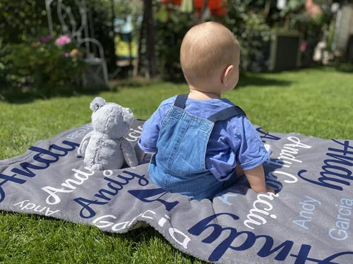 Miniatura 2 de Yoke Style Mantas de bebé personalizadas para bebés niñas/niños, manta de envolver con nombre personalizado, regalos para recién nacidos, niños