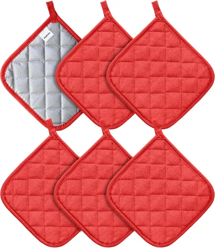 Miniatura 14 de Joyhalo Paquete de 6 agarraderas para ollas de cocina, agarradera de horno de algodón con gran resistencia al calor, almohadillas térmicas Especias