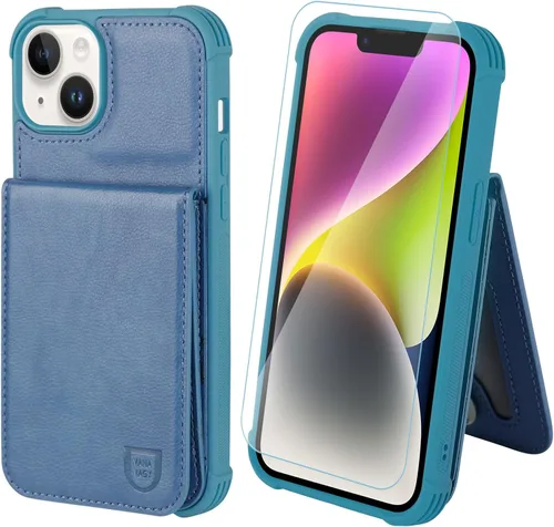 Miniatura 12 de VANAVAGY Funda tipo cartera compatible con iPhone 14 Pro para mujeres y hombres, de piel sintética, cierre magnético, con bloqueo RFID, tarjetero