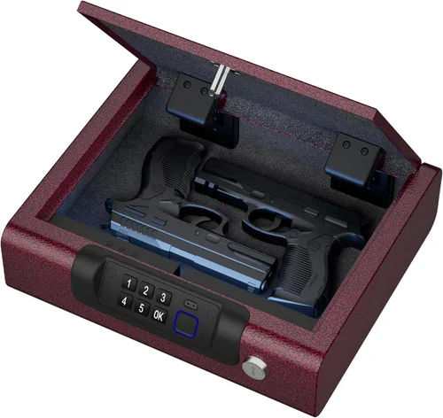 Miniatura 8 de Caja fuerte biométrica BILLCONCH para pistolas con 3 formas de desbloqueo por huellas dactilares, clave PIN digital y llave, caja fuerte para armas