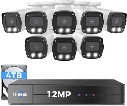 Miniatura 10 de Hiseeu Sistema de cámara PoE Secuirty de 6 MP, con 2 cámaras de seguridad con cable PoE de 5MP para exteriores e interiores, audio de 2 vías, visión