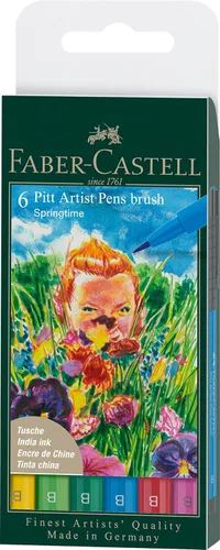 Miniatura 7 de Faber-Castell Art & Graphic Pitt Artist Pen Brush India Ink Pen, Summer Vibe, Cartera de 6, para arte, manualidades, dibujo, bocetos, hogar