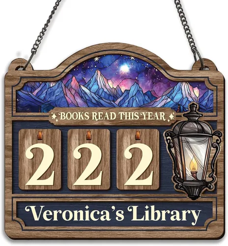 Miniatura 16 de Rastreador de Lectura de Libros Personalizado, Contador de Libros Leídos Este Año, Decoración de Biblioteca, Letrero de Seguimiento de Libros