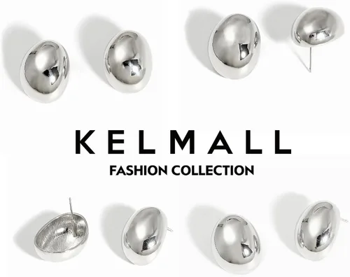 Miniatura 4 de KELMALL Chunky Gold Hoop Statement Earrings for Women, Thick 18K Gold Plated Open Hoop Lightweight 925 Sterling Silver Post